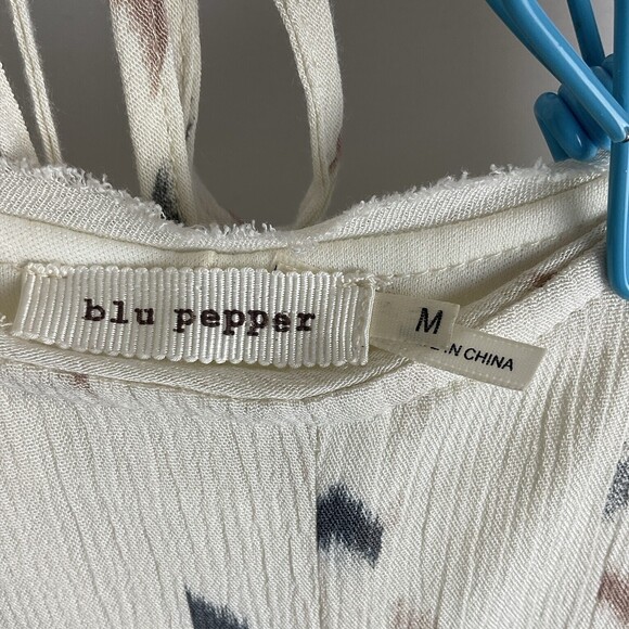 Blu Pepper Dress Flowy Baby Doll Cottage Core Boho Romantic Lined Cream Sz M - Picture 5 of 9